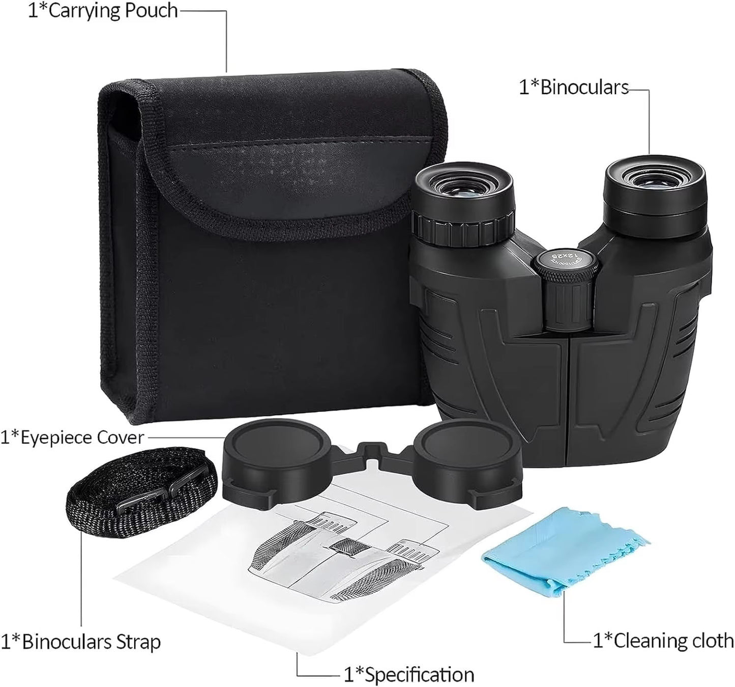 LeTianPai 12x25 Compact Binoculars with Clear Low Light Vision, Large Eyepiece Waterproof Binoculars for Adults Kids,High Power Easy Focus Binoculars for Bird Watching,Outdoor Hunting,Travel,Sightseeing Letianpai