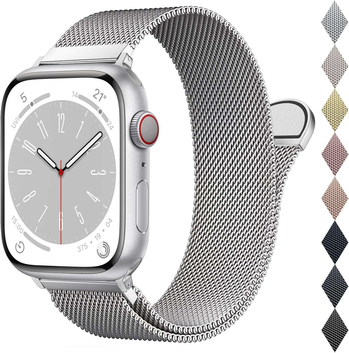 LeTianPai Mesh Metal Loop Compatible with Apple Watch Band 40mm 41mm 38mm 42mm 44mm 45mm 46mm 49mm Series Ultra SE 10 9 8 7 6 5 4 3 2 1 Women Men, Stainless Steel Strap with Magnetic Clasp for iWatch Bands Letianpai