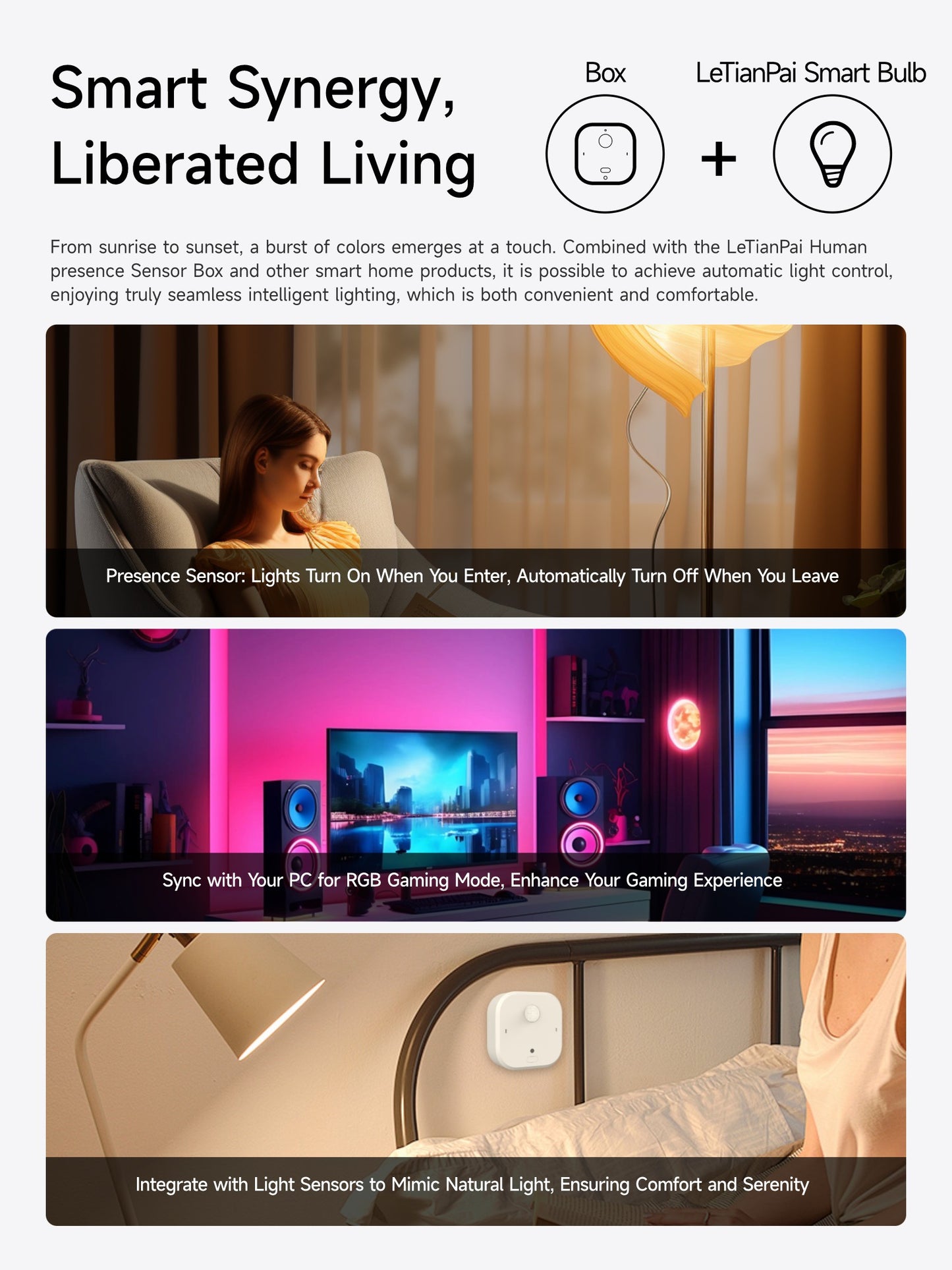 LeTianPai Smart LED Light Bulb 9W Adjustable Color and BrightnessSmart Bulb,A60 RGB 16 Million,No Hub Required, 60W Equivalent 800LM,Color Changing Light Bulb, Smart Light Bulbs That Compatible with Alexa,Google Home,Apple Home and Matter Letianpai