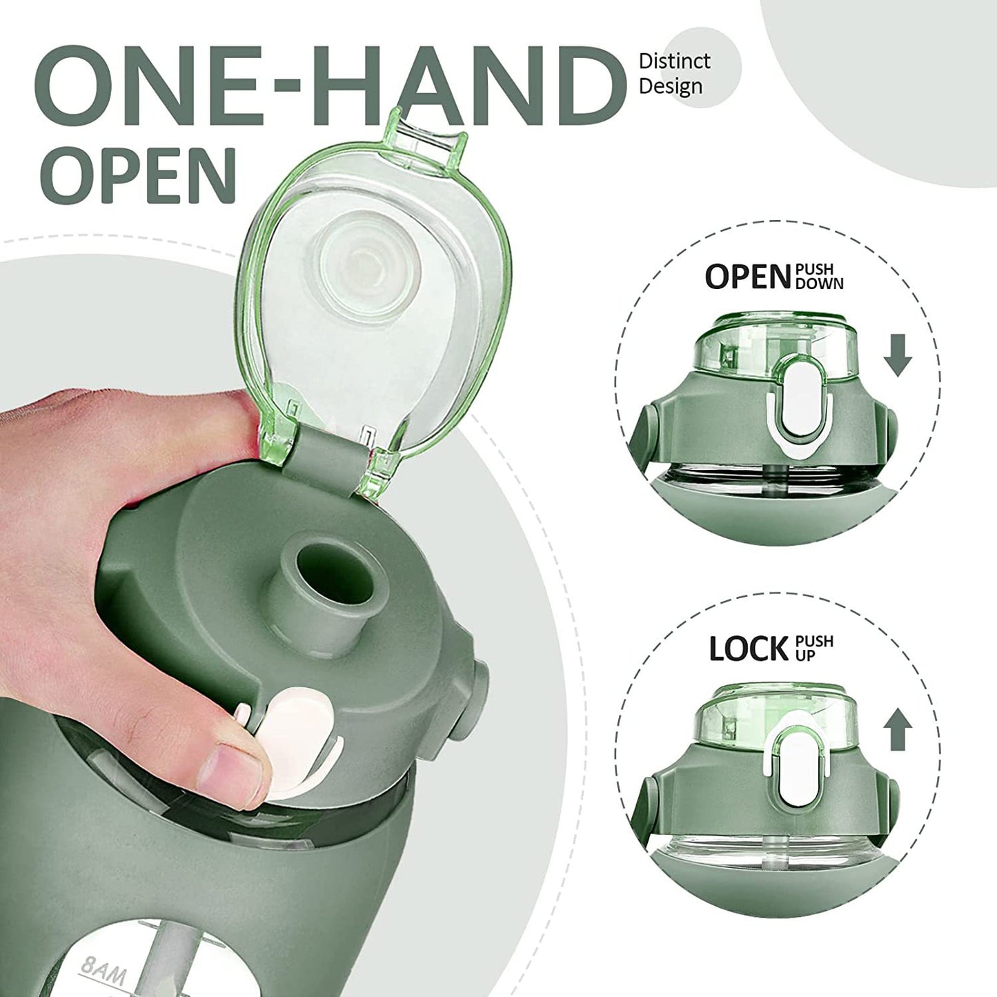 LeTianPai Water Bottle with Time Marker Straw glass water cup with silicone suction cover Ideal Gift for Fitness Sports & Outdoors Letianpai