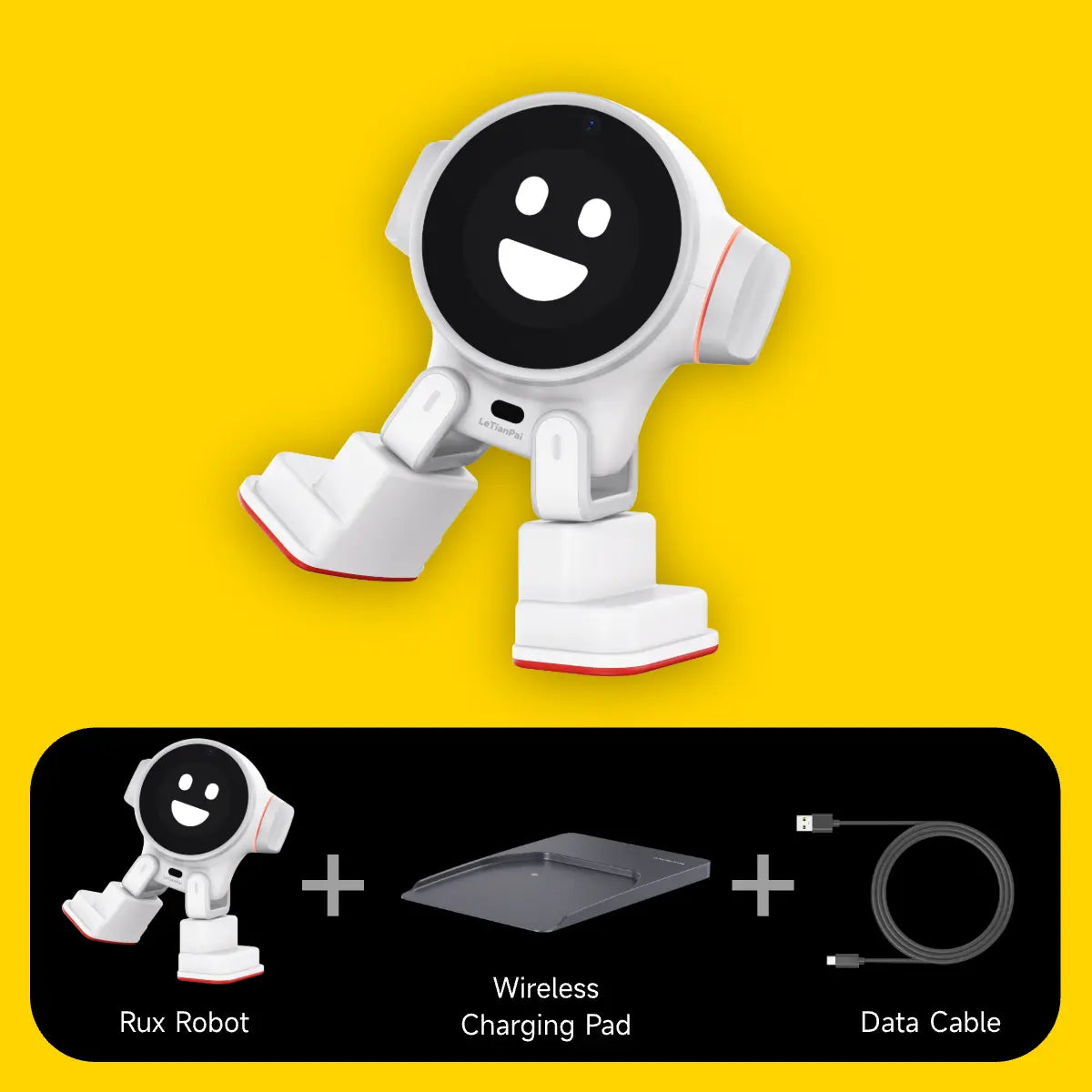 Rux AI Desktop Intelligent Voice Dialogue Chat and Accompany Smart Pets Children's Toys Robot Black Letinapai