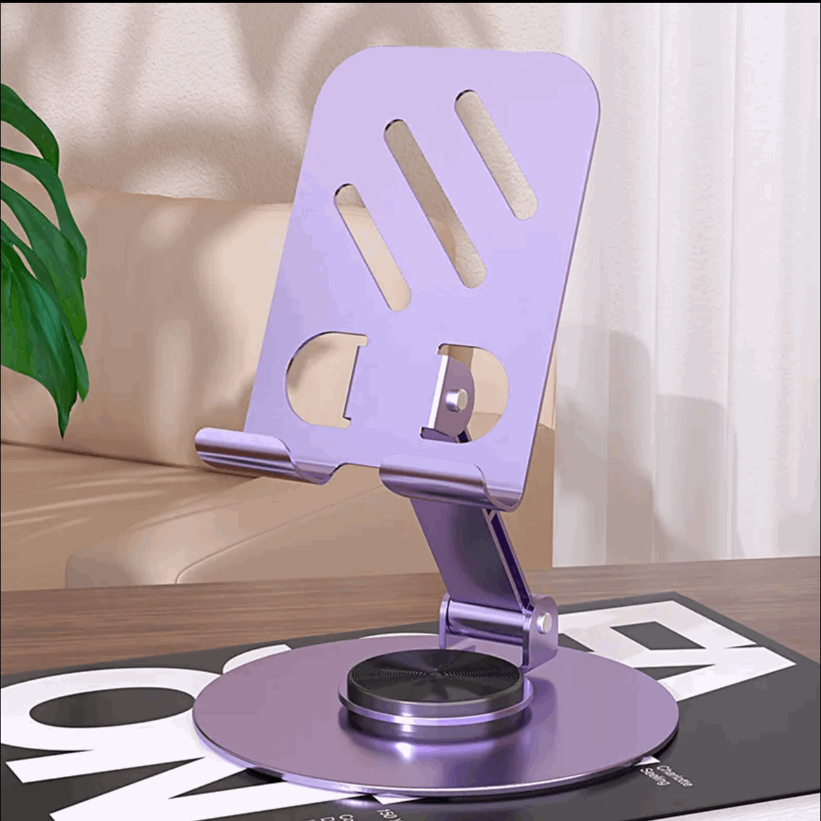 Adjustable Cell Phone Stand, Aluminum Desktop Cellphone Stand with Anti-Slip Base and Convenient Charging Port, Fits All Smart Phones Letianpai