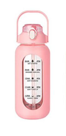 LeTianPai Water Bottle with Time Marker Straw glass water cup with silicone suction cover Ideal Gift for Fitness Sports & Outdoors Letianpai