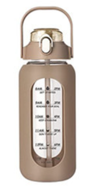 LeTianPai Water Bottle with Time Marker Straw glass water cup with silicone suction cover Ideal Gift for Fitness Sports & Outdoors Letianpai