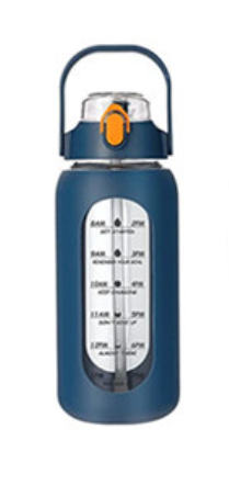 LeTianPai Water Bottle with Time Marker Straw glass water cup with silicone suction cover Ideal Gift for Fitness Sports & Outdoors Letianpai