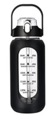 LeTianPai Water Bottle with Time Marker Straw glass water cup with silicone suction cover Ideal Gift for Fitness Sports & Outdoors Letianpai