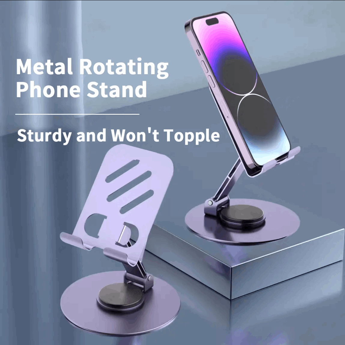 Adjustable Cell Phone Stand,  Aluminum Desktop Cellphone Stand with Anti-Slip Base and Convenient Charging Port, Fits All Smart Phones Letianpai