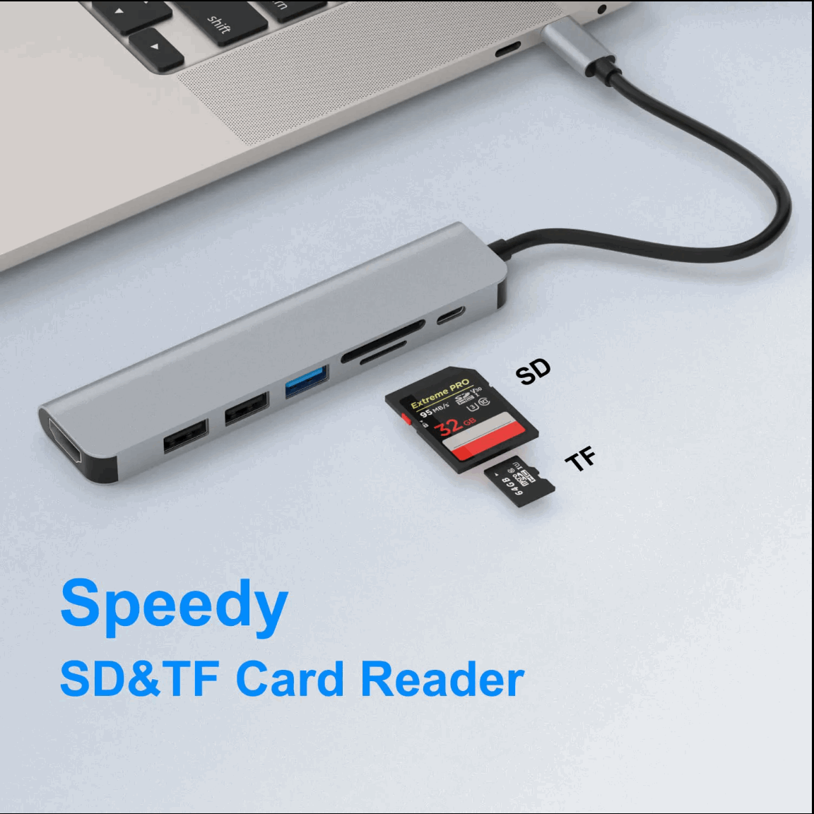 7-in-1 Usb C Hub Multifunctional Vga Compatible Type C Splitter Station 7-Port Docking Converter Adapter for Laptops and Phones Letianpai