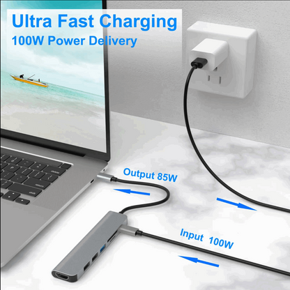 7-in-1 Usb C Hub Multifunctional Vga Compatible Type C Splitter Station 7-Port Docking Converter Adapter for Laptops and Phones Letianpai