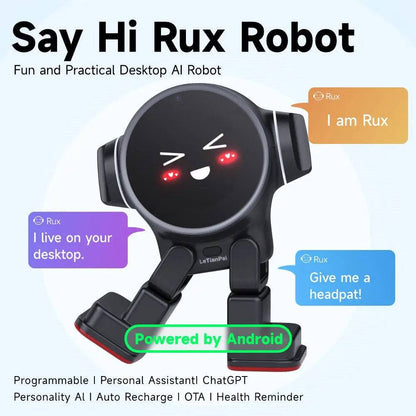 Rux AI Desktop Intelligent Voice Dialogue Chat and Accompany Smart Pets Children's Toys Robot Black Letinapai