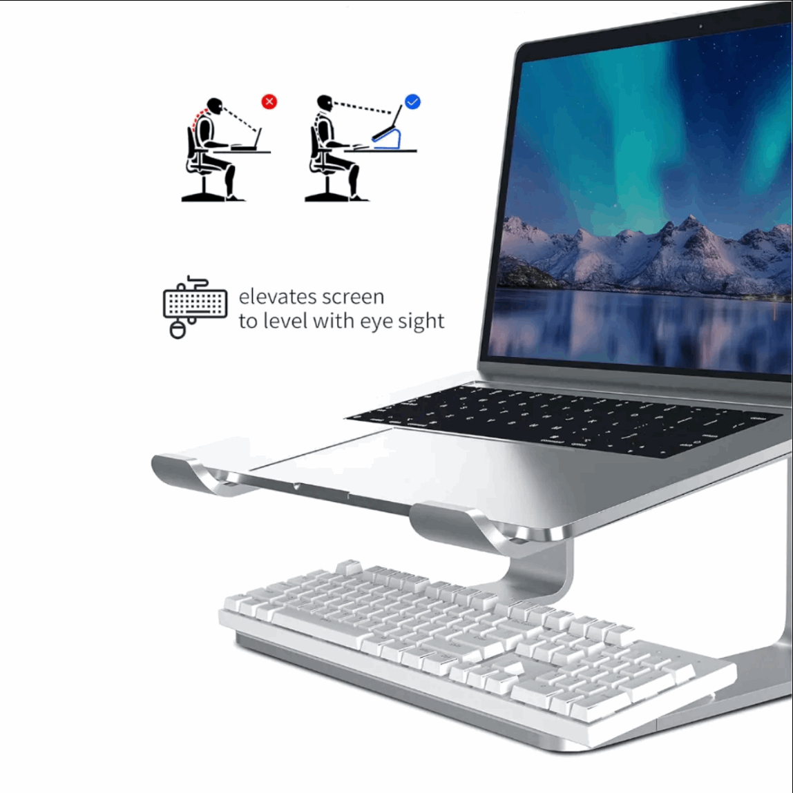 Laptop Stand, Aluminum Computer Riser, Ergonomic Laptops Elevator for Desk, Metal Holder Compatible with 10 to 15.6 Inches Notebook Computer Letianpai