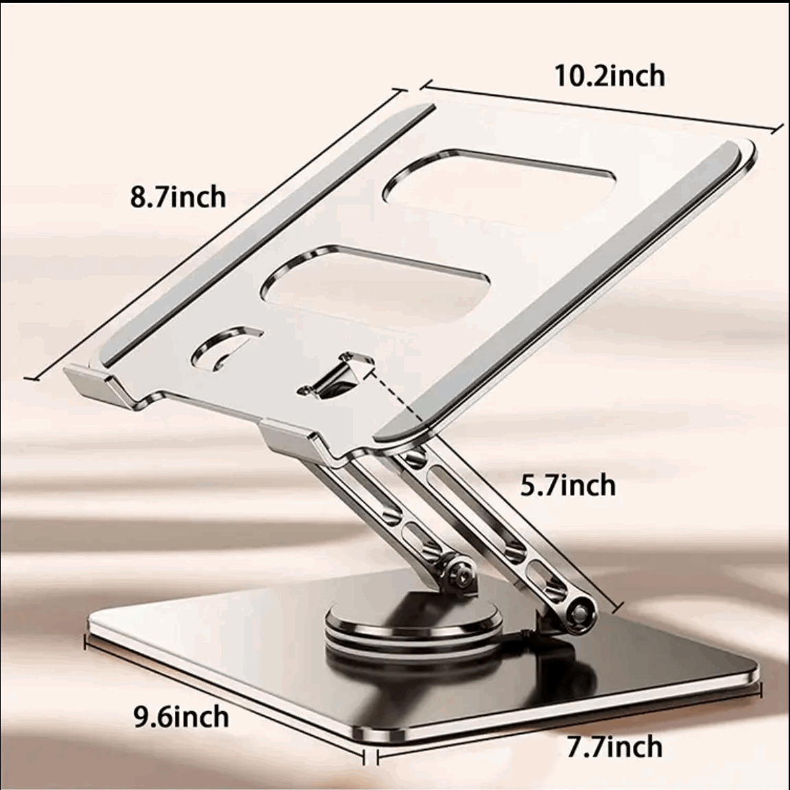 Adjustable Laptop Stand with 360 Rotating Base, Stable Computer Stand for Laptop Ergonimic Foldable Laptop Riser for Desk Compatible with MacBook Pro/Air Notebook up to 16 Inches, Black Letianpai