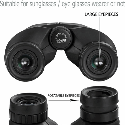 LeTianPai 12x25 Compact Binoculars with Clear Low Light Vision, Large Eyepiece Waterproof Binoculars for Adults Kids,High Power Easy Focus Binoculars for Bird Watching,Outdoor Hunting,Travel,Sightseeing Letianpai